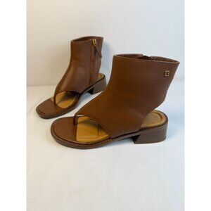 Franco Sarto Skye Womens Size 7 Cognac Leather Zip Open Toe Cutaway Sandal